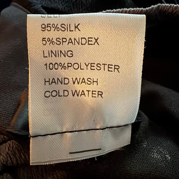 Tadashi Shoji Size 6 Silk Black and Gray Draped Wrap Dress - Picture 8 of 8